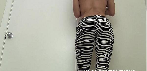  Are my sexy new zebra print yoga pants getting you hard JOI